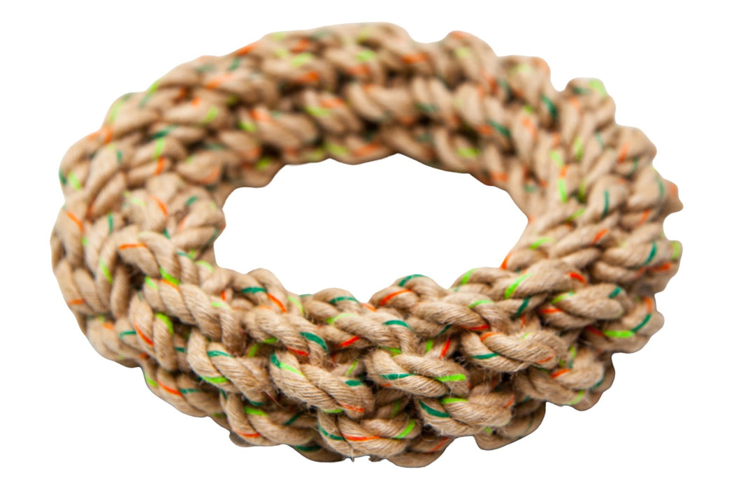 DEFINE PLANET Jouet Chien Corde de Chanvre & Anneau Tressé M