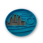Voir l’image dans la galerie, MESSY MUTTS Bol Alimentation Silicone Motif de Ville Bleu
