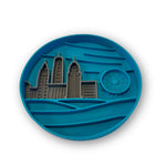 Voir l’image dans la galerie, MESSY MUTTS Bol Alimentation Silicone Motif de Ville Bleu