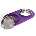 Voir l’image dans la galerie, MESSY CATS Bol Double Inox Base Silicone Mauve