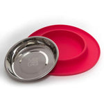 Voir l’image dans la galerie, MESSY CATS Bol Simple Inox Base Silicone Rouge
