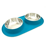 Voir l’image dans la galerie, MESSY MUTTS Bol Double Inox Base M Bleu