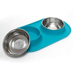 Voir l’image dans la galerie, MESSY MUTTS Bol Double Inox Base L Bleu
