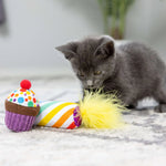 Voir l’image dans la galerie, Kittybelles - Petit Cupcake et Chandelle avec Herbe à Chat - Jouet en Peluche Froissé pour Chats