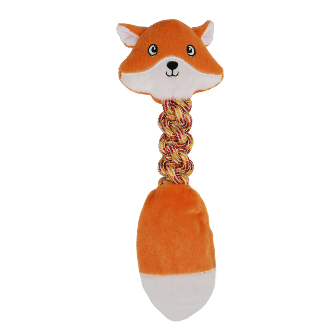 BüD'z - Jouet Renard Roux en Peluche avec Corde pour Chiens, 42.5 cm