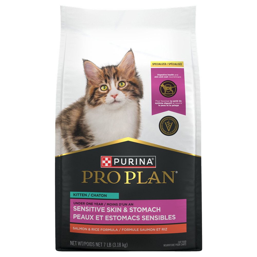 Pro Plan - Chaton Peau et Estomac Sensible Saumon et Riz - Nourriture Sèche pour Chats