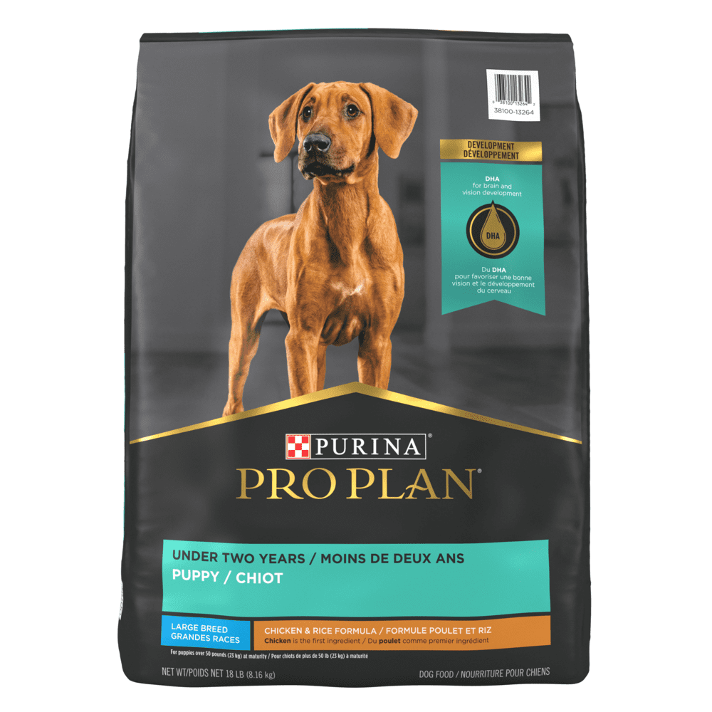 Purina Pro Plan - Chiot Grande Race Bouchées de Poulet et Riz - Nourriture Sèche pour Chiens