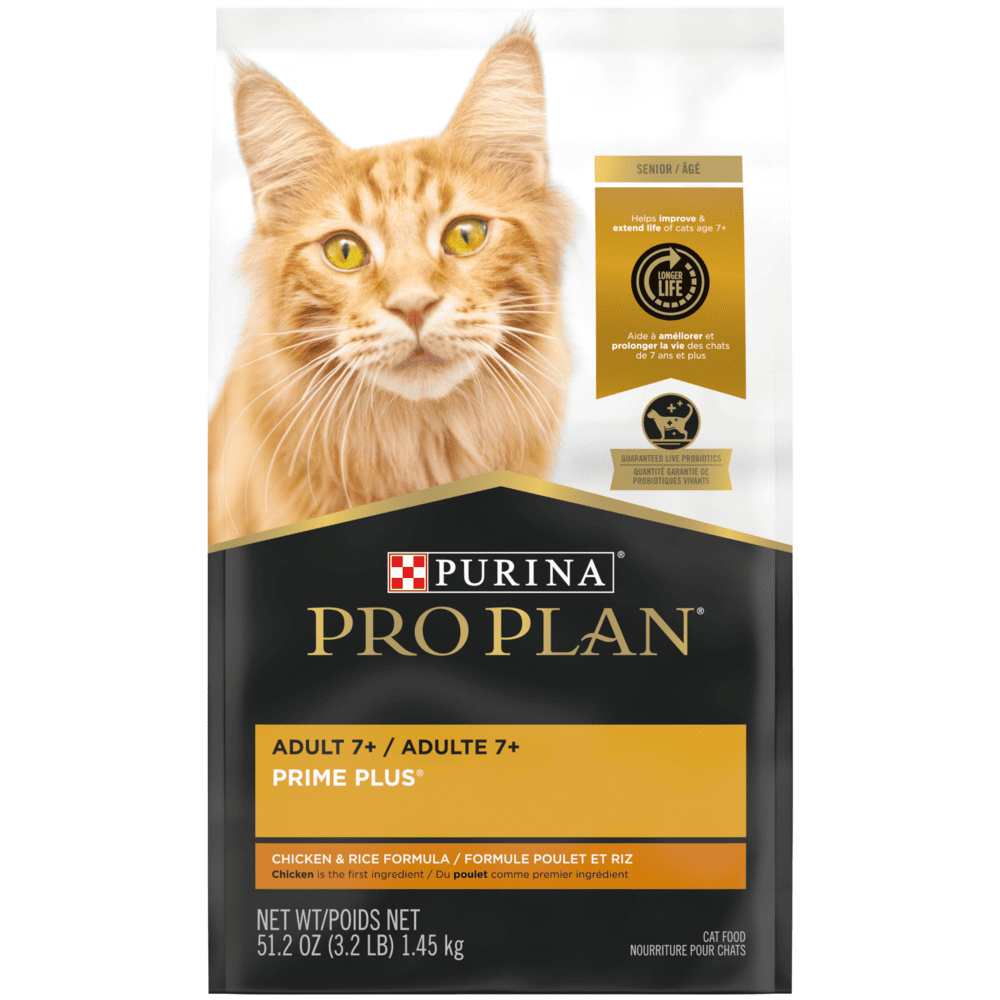 Pro Plan - Chat Adulte 7+ Prime Plus Poulet & Riz - Nourriture Sèche pour Chats