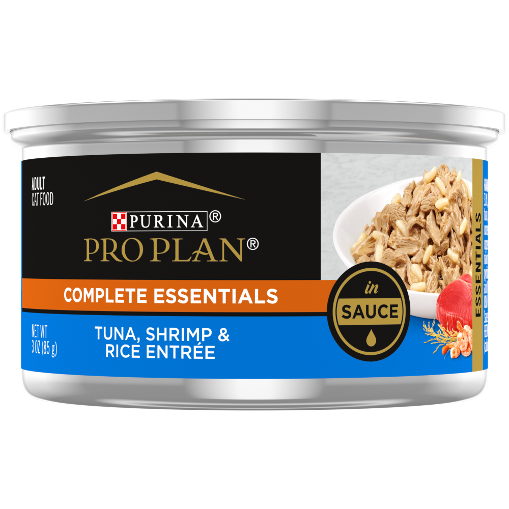 Purina Pro Plan Complete Essentials - Entrée de Thon, Crevettes et Riz en Sauce - Nourriture Humide pour Chats Adultes