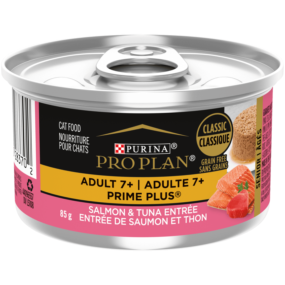 Purina Pro Plan - Chat Prime Plus Adulte 7+ Pâté Thon et Saumon - Nourriture Humide Sans Grains pour Chats