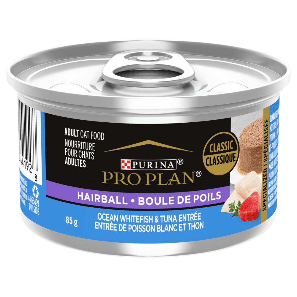 Purina Pro Plan - Chat Adulte Boule de Poils Pâté Poisson Blanc et Thon - Nourriture Humide pour Chats