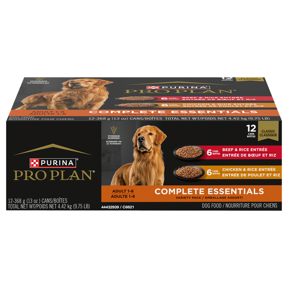 Purina Pro Plan - Chien Adulte Pâté de Poulet et Riz / Pâté de Boeuf et Riz - Nourriture Humide pour Chiens - Caisse de 12