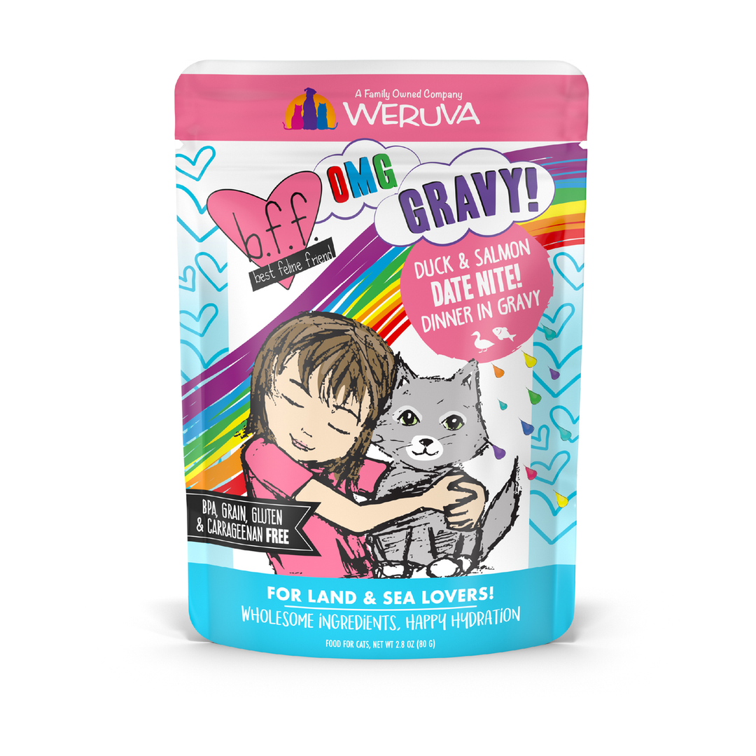 Weruva Best Fido Friend Oh My Gravy! - Date Nite - Canard et Saumon en Sauce - Nourriture Humide Sans Grains pour Chats en Sachet