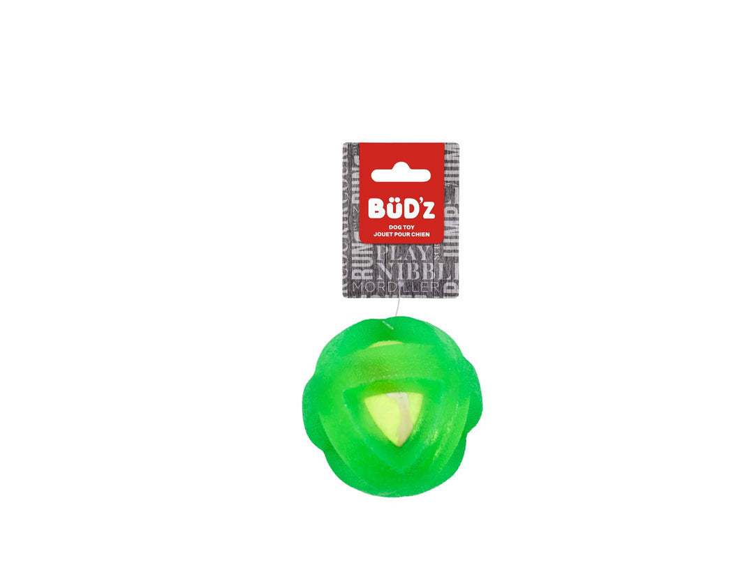 BüD'z - Jouet en Caoutchouc avec Balle de Tennis Insérée pour Chiens, 9 cm