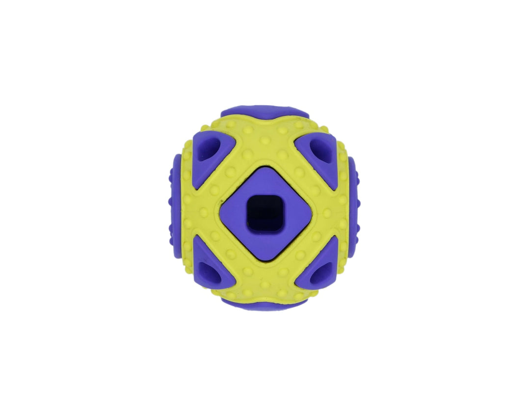 BüD'z - Astro Motif Carré avec Cachette à Gâteries 6.4 cm - Jouet Interactif en Caoutchouc pour Chiens