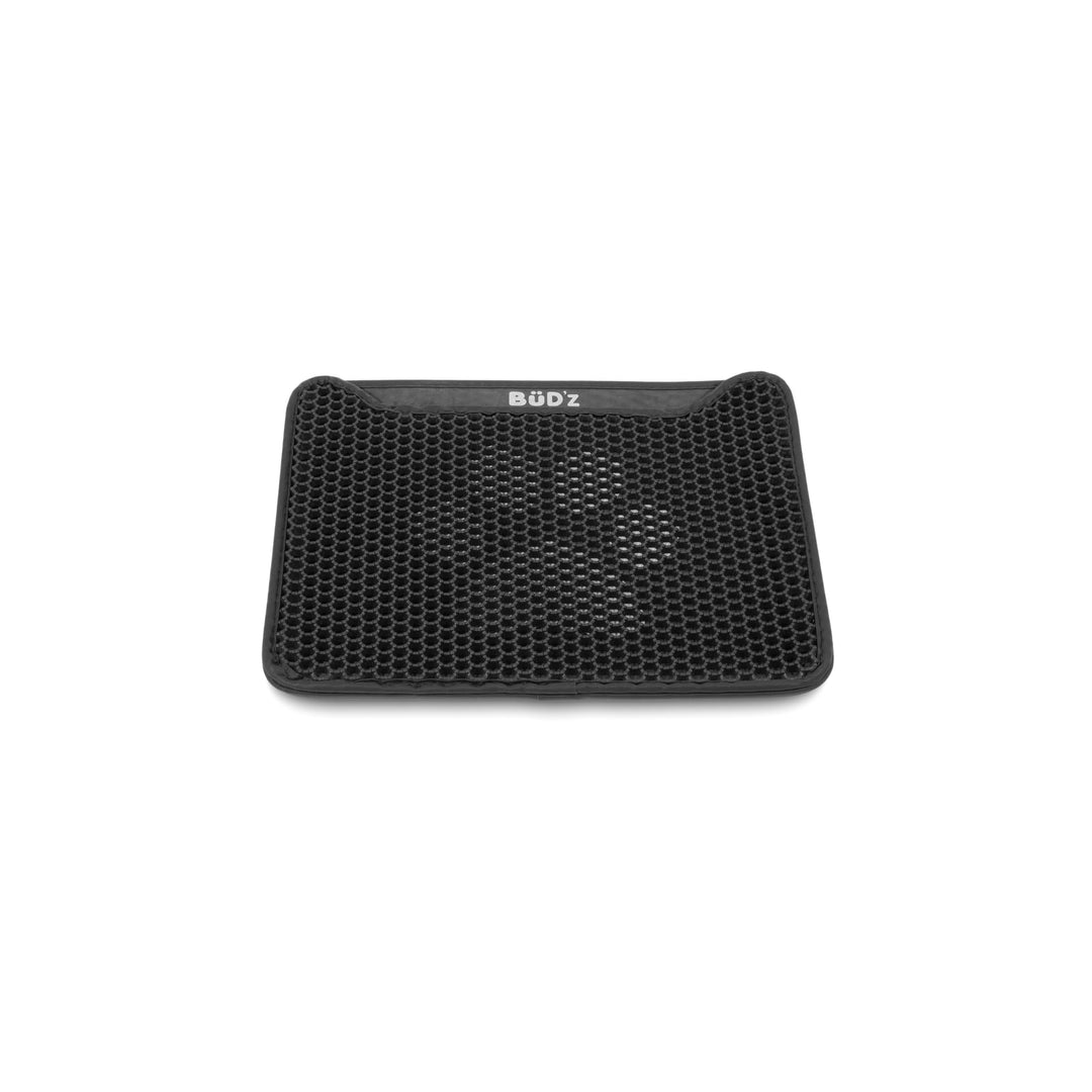 BUD'Z Tapis à Litière Double Couche Motif Pattes Noir S