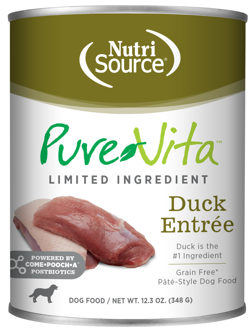 NutriSource PureVita - Chien Pâté de Canard à Ingrédients Limités - Nourriture Humide Sans Grains pour Chiens