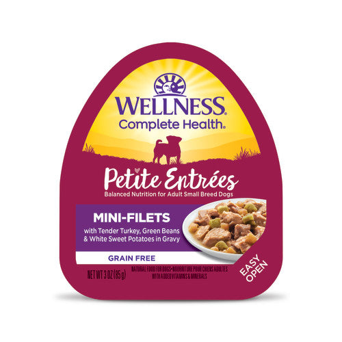 Wellness Petite Entrées - Chien Mini-Filets Dinde, Haricots Verts et Patates Douces - Nourriture Humide Sans Grains pour Chiens