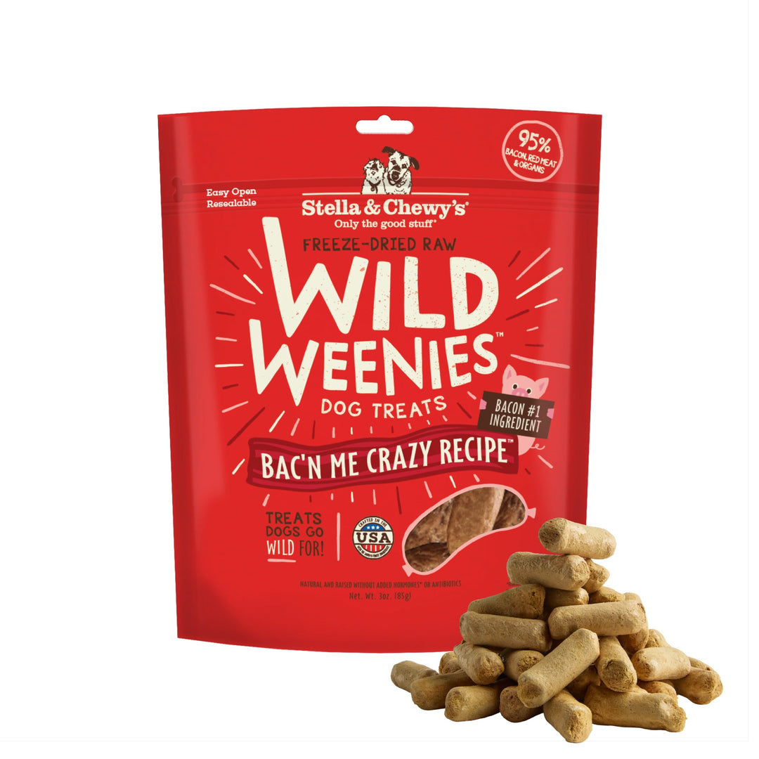 Stella & Chewy's Wild Weenies - Bac'n Me Crazy - Gâteries Lyophilisées Sans Grains pour Chiens