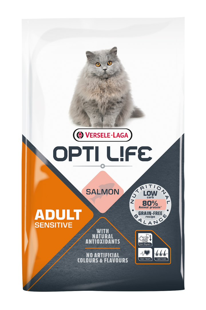 Opti Life - Chat Adulte Sensible Saumon - Nourriture Sèche pour Chats