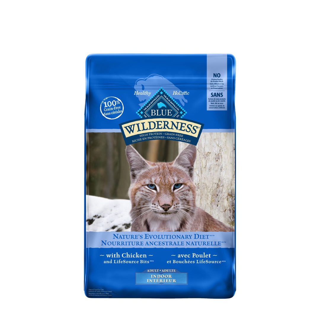 Blue Wilderness - Chat d'Intérieur Adulte Poulet et Bouchées LifeSource - Nourriture Sèche Sans Grains pour Chats