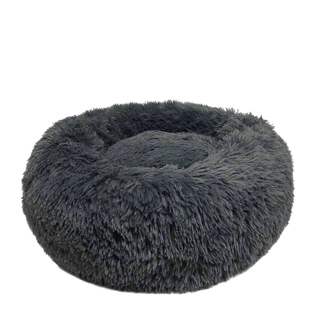 CLOE CLUZO Lit De Luxe Rond en Peluche 28" Gris Foncé