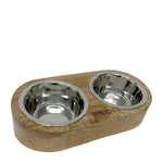 Voir l’image dans la galerie, CLOE CLUZO Chat Bol Double Ergonomique Bois de Manguier