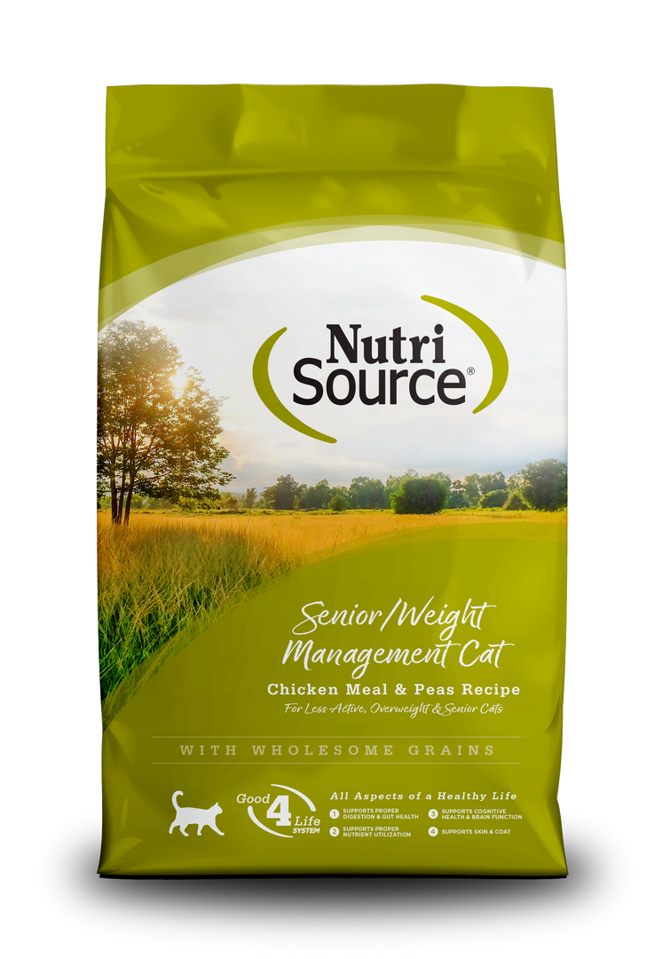 NutriSource - Chat Sénior Gestion du Poids Poulet et Pois - Nourriture Sèche pour Chats Âgés
