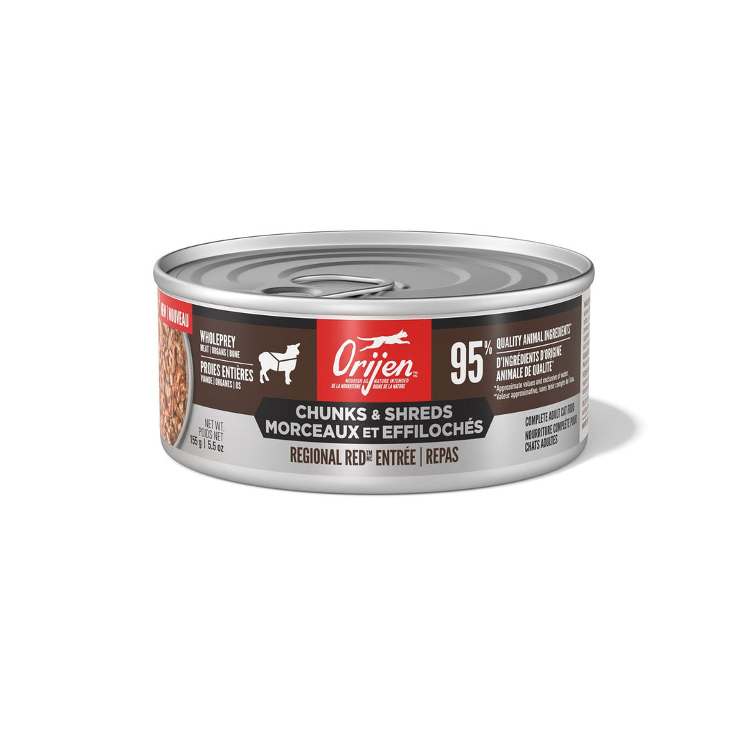 Orijen Morceaux et Effilochés - Regional Red - Nourriture Humide Sans Grains pour Chats Adultes