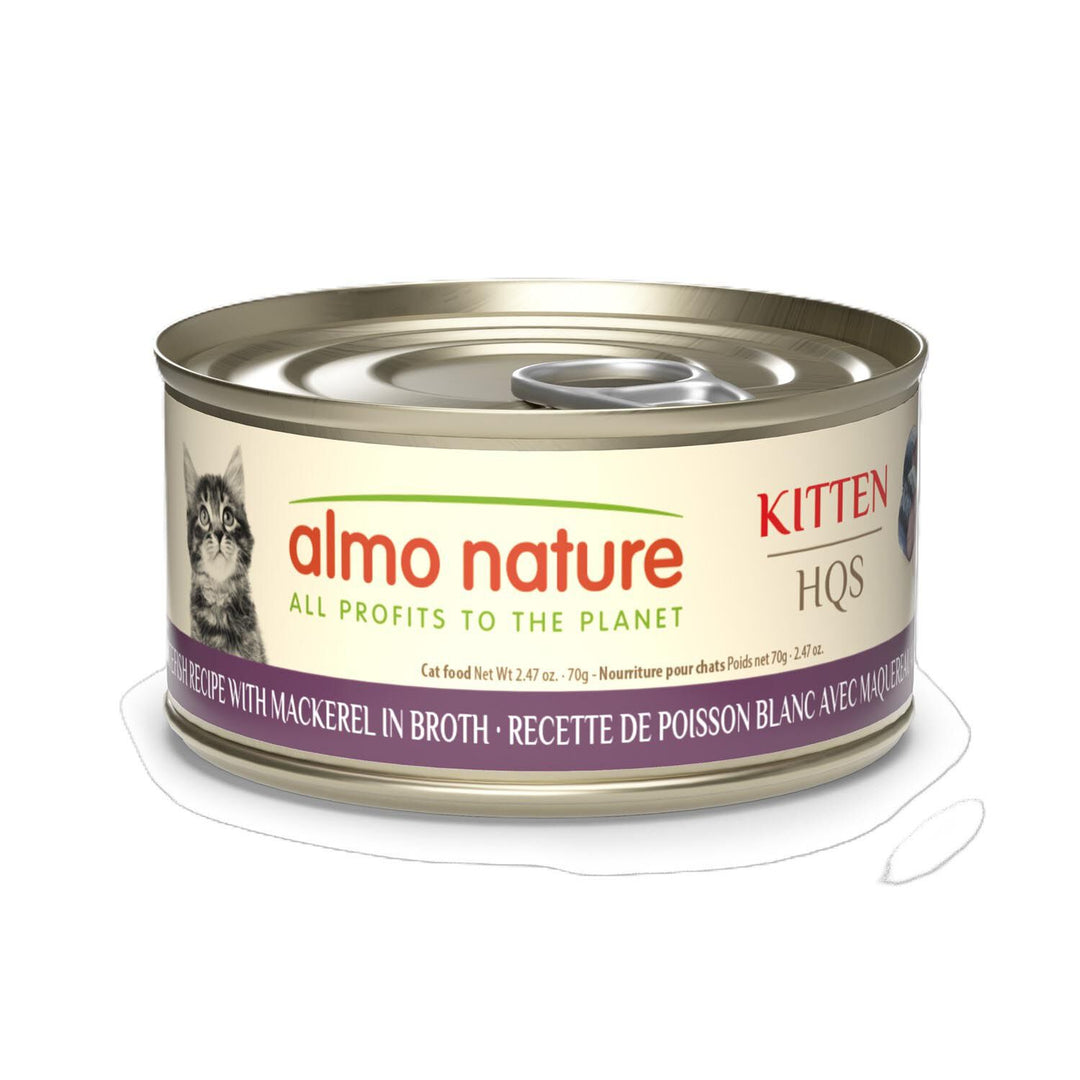 Almo Nature HQS Natural - Chaton Poisson Blanc avec Maquereau au Bouillon - Nourriture Humide pour Chats
