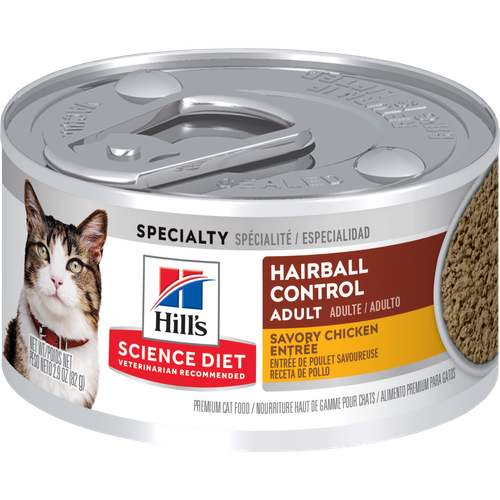 Hill's Science Diet - Contrôles des Boules de Poils - Entrée de Poulet Savoureuse - Nourriture Humide pour Chats Adultes
