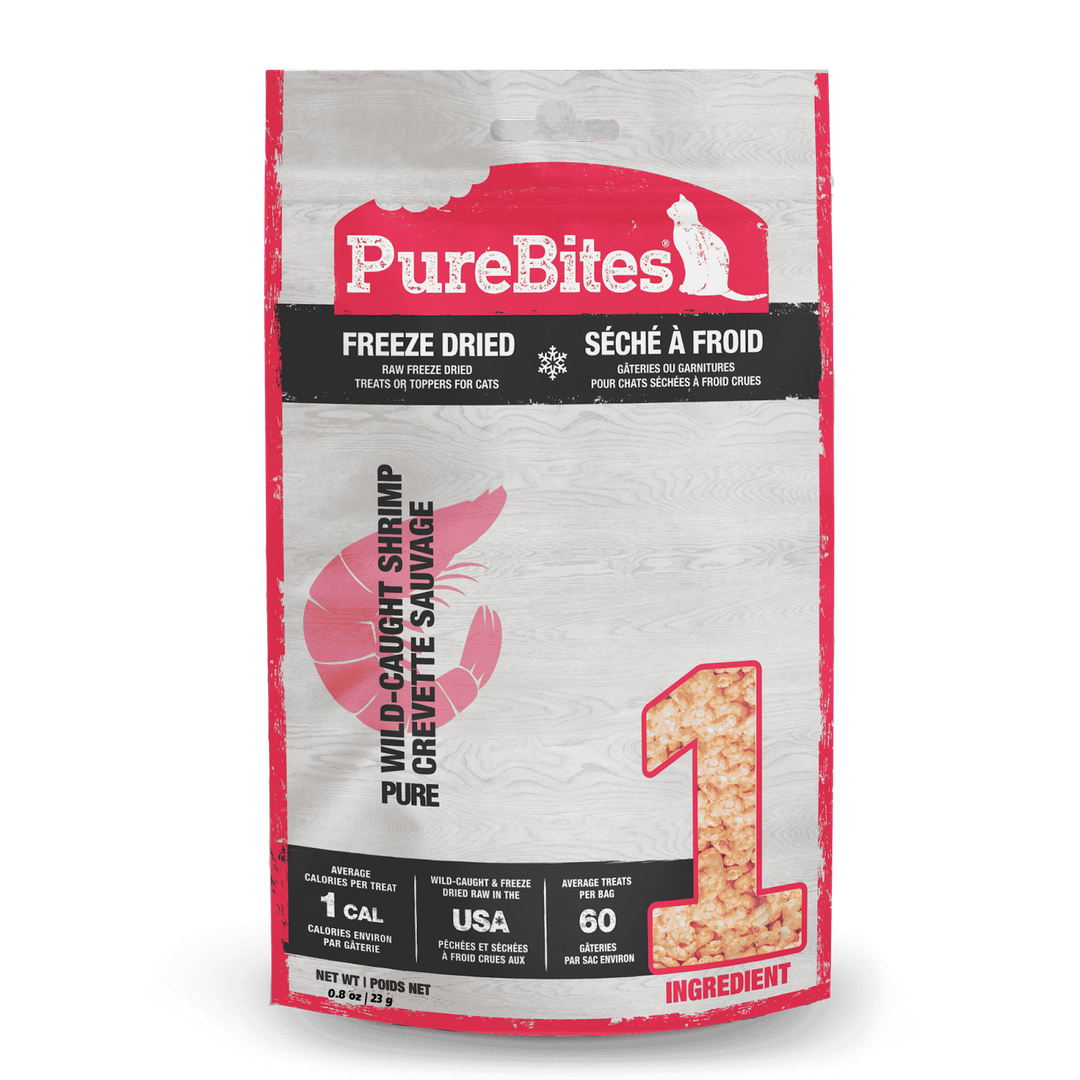 PureBites - Crevette Sauvage - Gâteries ou Garnitures Lyophilisées pour Chats