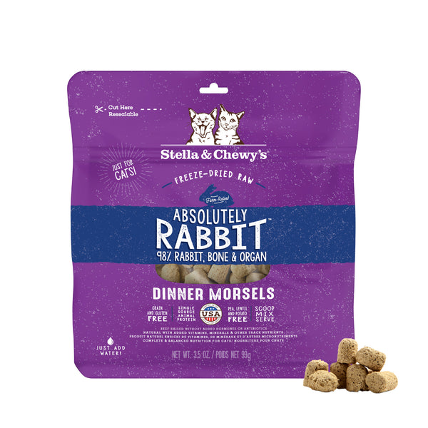 Stella & Chewy's - Chat Morceaux Lapin - Nourriture Sèche Lyophilisée Sans Grains pour Chats