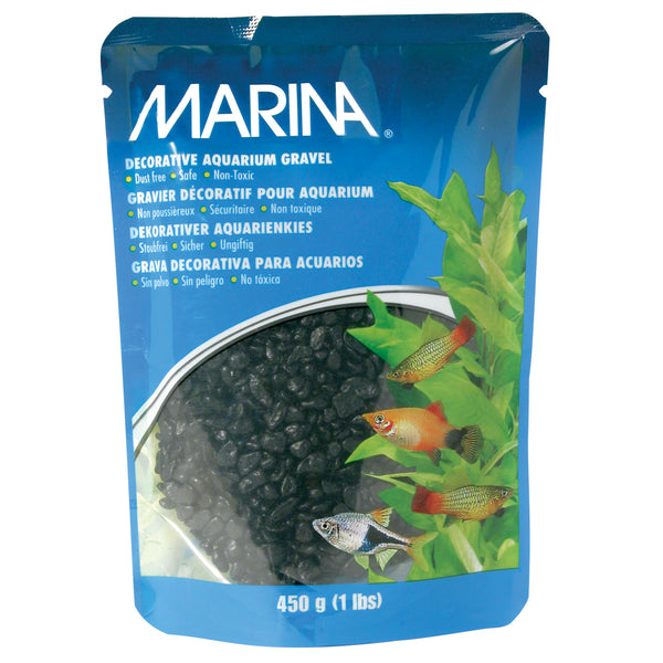 MARINA Gravier Décoratif Noir 450g pour Aquarium