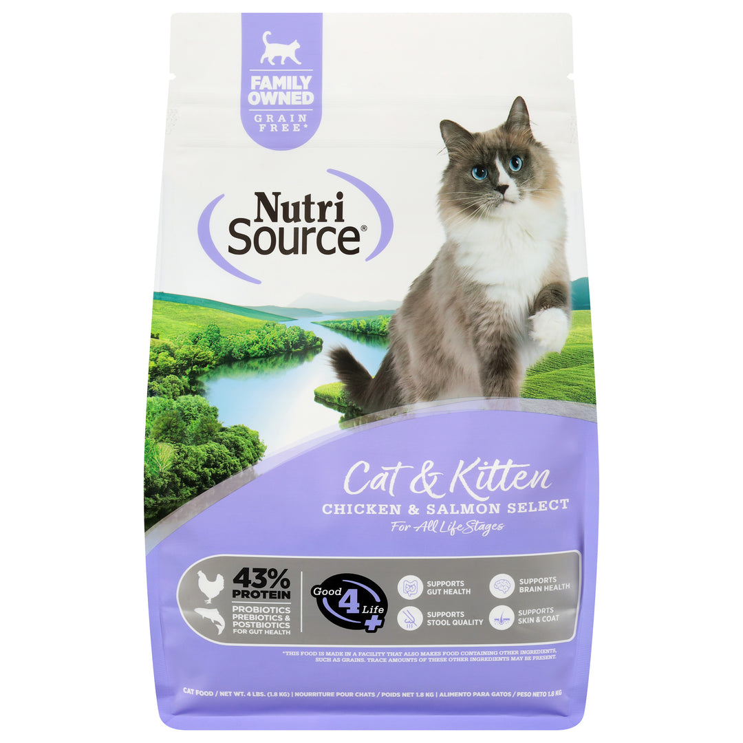 NutriSource - Chat & Chaton Poulet et Saumon - Nourriture Sèche Sans Grains pour Chats