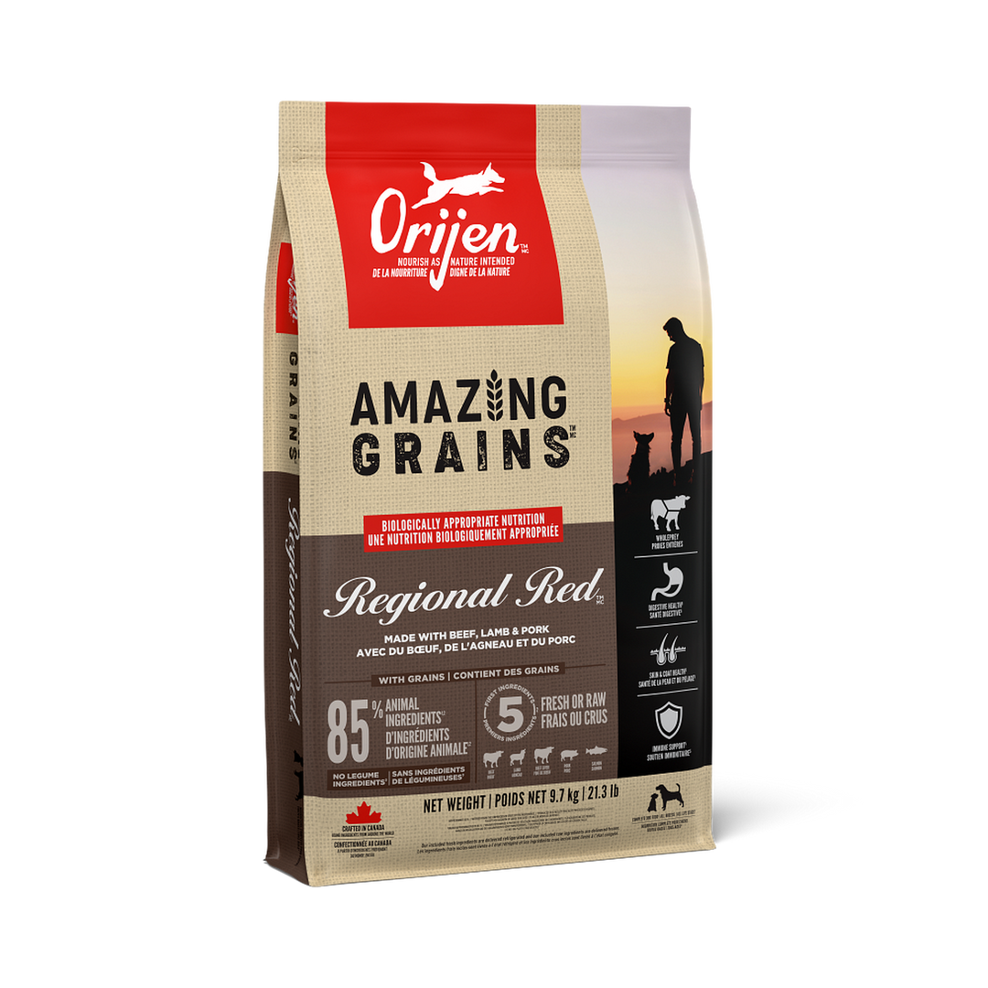 Orijen Amazing Grains - Regional Red (Boeuf, Agneau et Porc) - Nourriture Sèche pour Chiens