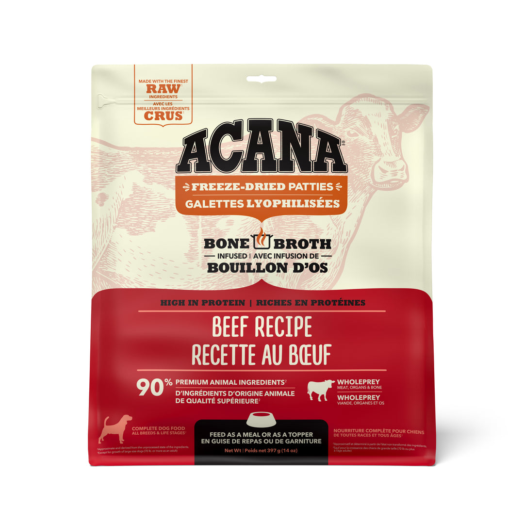 Acana Lyophilisé - Galettes au Boeuf - Nourriture Proteinée Sans Grains pour Chiens