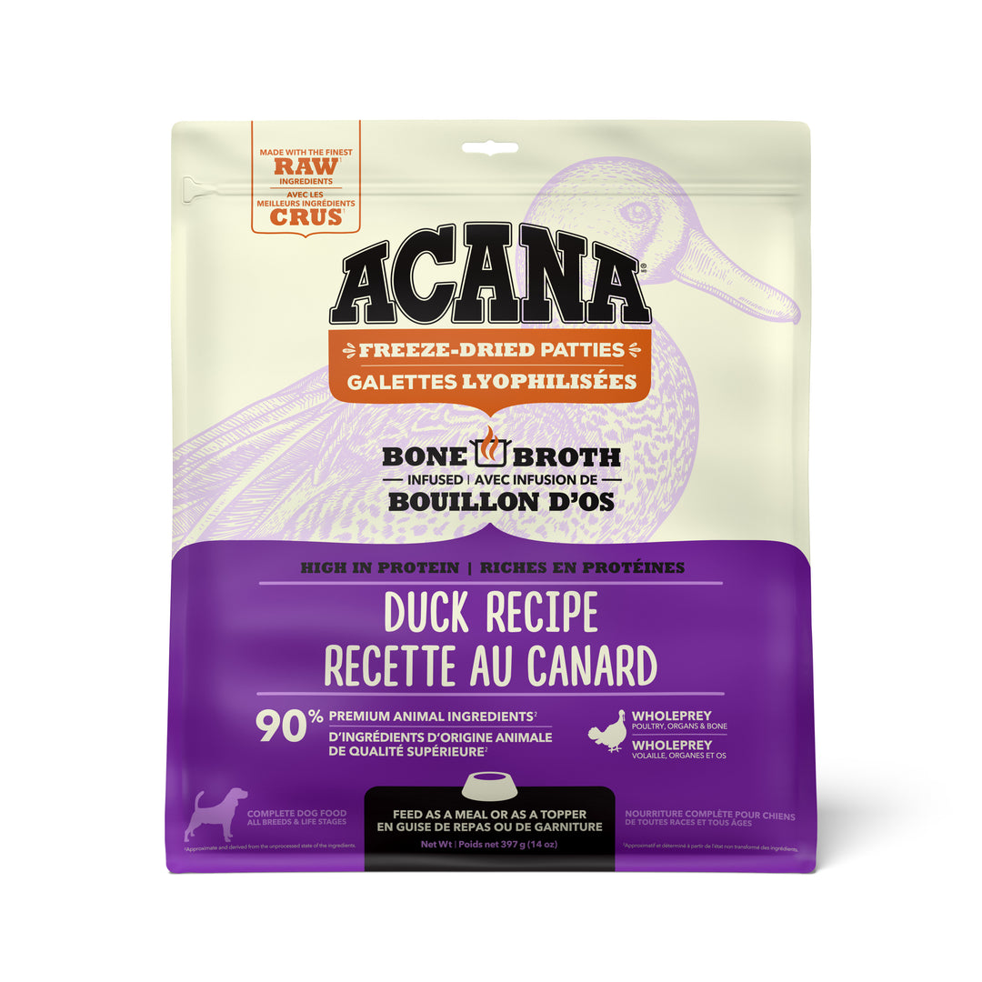 Acana Lyophilisé - Galettes au Canard - Nourriture Proteinée Sans Grains pour Chiens