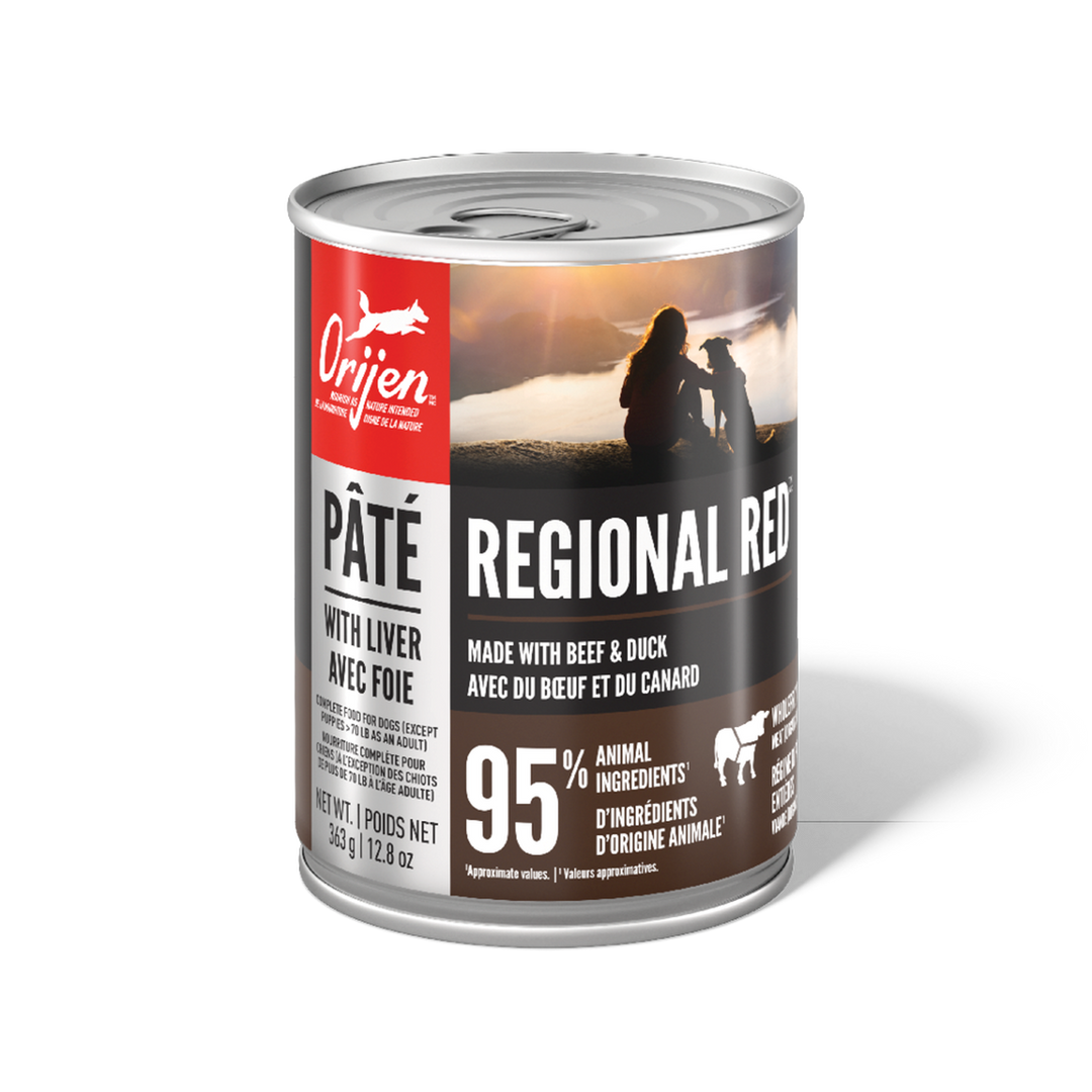 Orijen - Regional Red - Pâté de Boeuf, Canard et Foie - Nourriture Humide Sans Grains pour Chiens