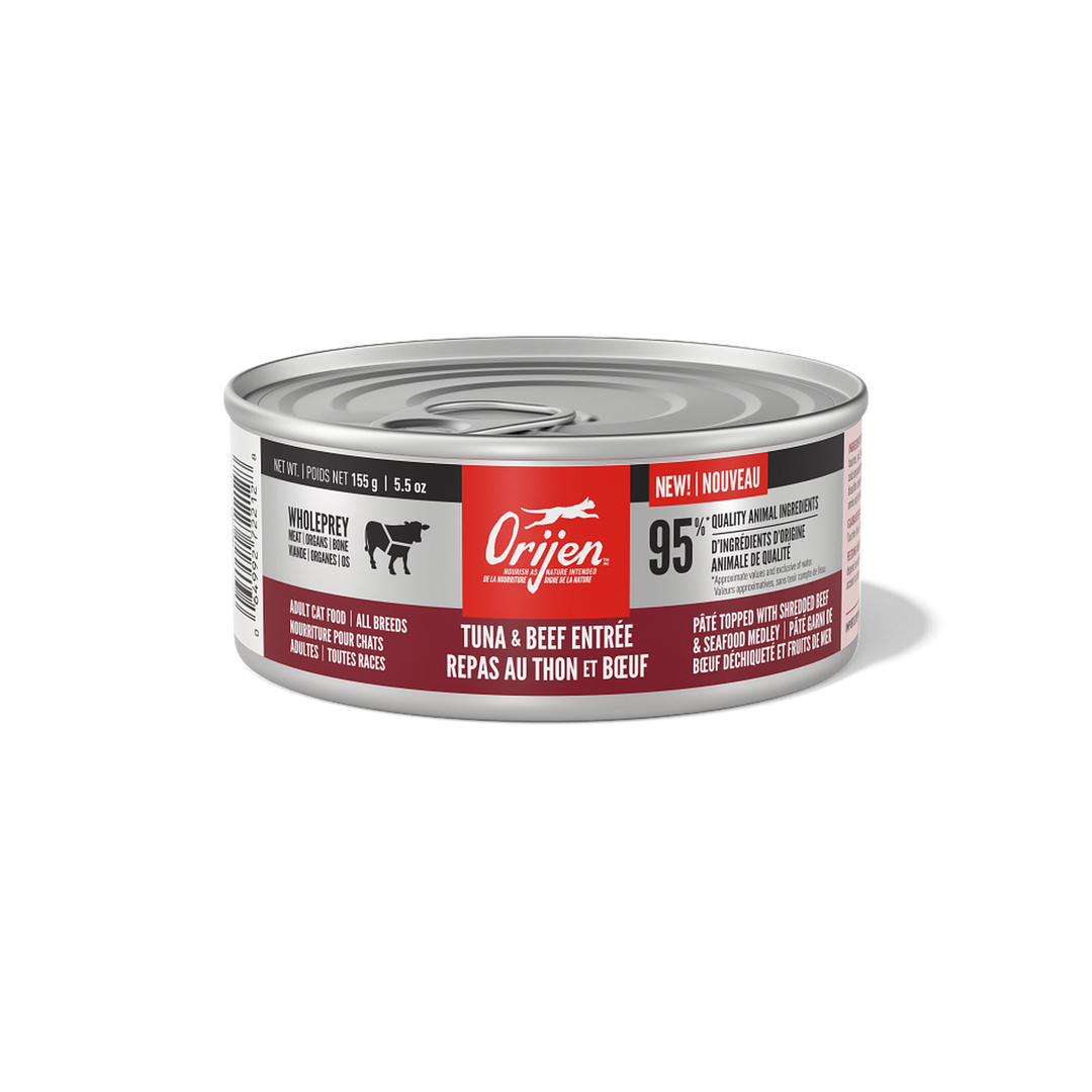 Orijen - Thon et Boeuf - Pâté Garni de Boeuf Déchiqueté et Fruits de Mer - Nourriture Humide Sans Grains pour Chats Adultes