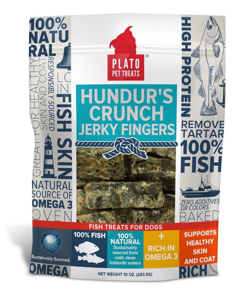 PLATO Hundur's Crunch Gâteries Chien Jerky Peau de Morue 283.5g