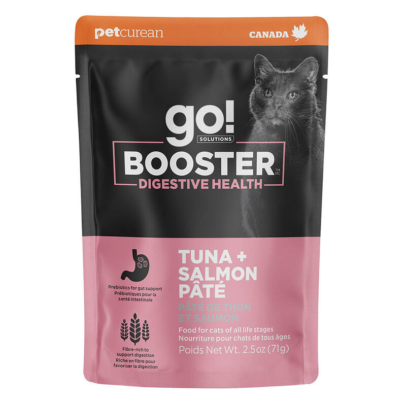 Petcurean Go! Solutions Booster - Chat Santé Digestive, Pâté de Thon et Saumon - Nourriture Humide Sans Grains pour Chats