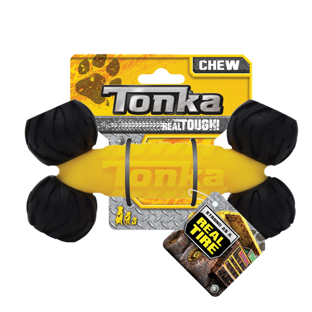 Tonka - Jouet Os à Mâcher avec 4 Pneus 18 cm - Distributeur de Gâteries pour Chiens