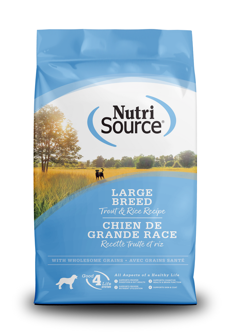 NutriSource - Chien Grande Race - Truite et Riz - Nourriture Sèche pour Chiens