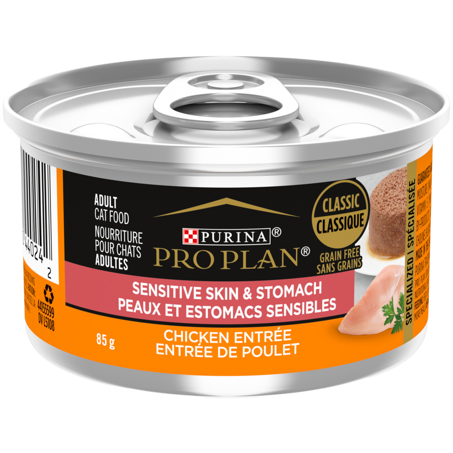 Purina Pro Plan Complete Essentials - Chat Adulte Peau et Estomac Sensible Pâté de Poulet - Nourriture Humide Sans Grains pour Chats