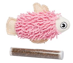 BüD'z - Poisson avec Pochette et Tube D'Herbe à Chat, 11.5 cm - Jouet pour Chats