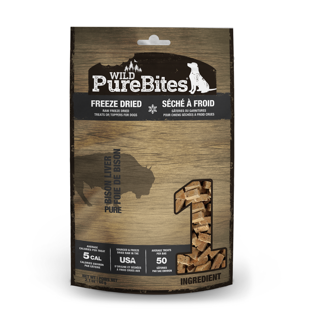 PureBites - Foie de Bison - Gâteries ou Garnitures Lyophilisées pour Chiens