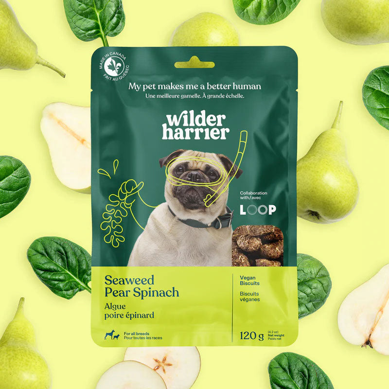 WILDER HARRIER Gâteries Chien Algue, Poire & Épinard 120g