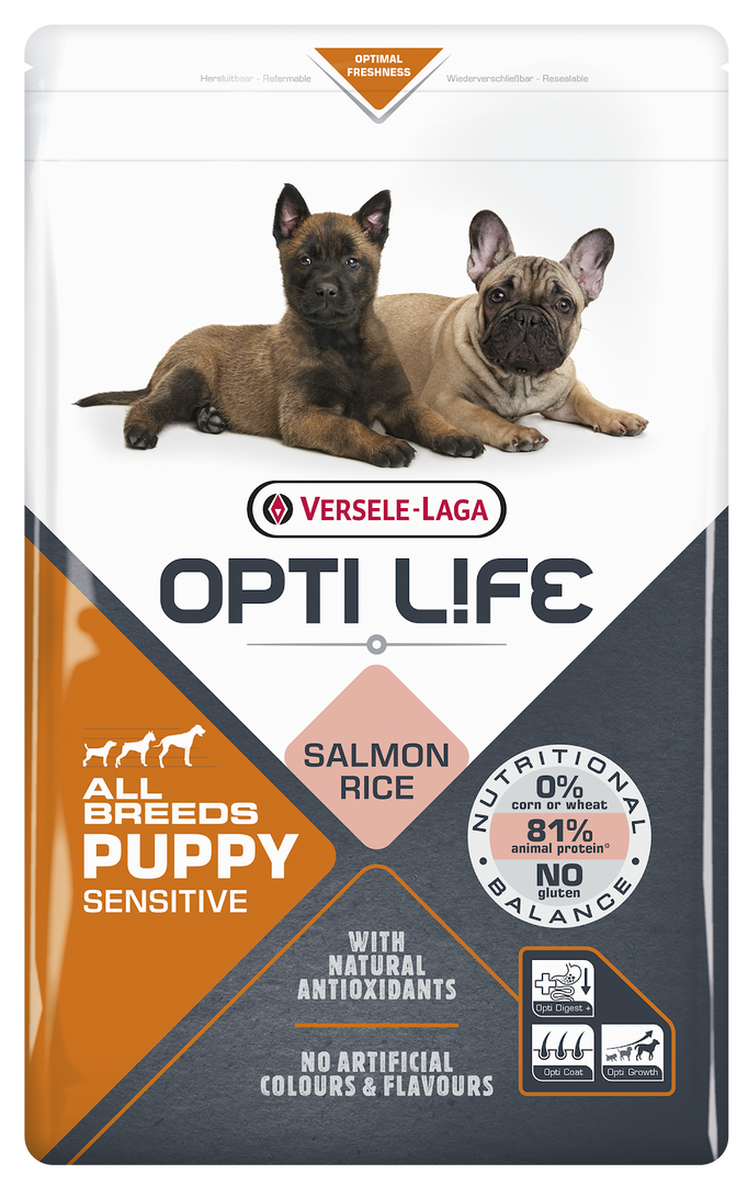 Opti Life - Chiot Sensible Saumon - Nourriture Sèche pour Chiens