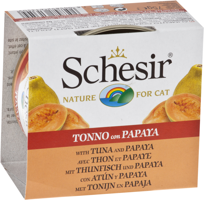 Schesir - Chat Adulte Thon, Morceaux de Papaye et Riz - Nourriture Humide pour Chats